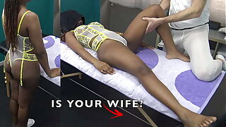 Is she your Wife? Ancient Masseur Young Client in a Sexy X-rated Baleful Rub-down surrounding Embrocation