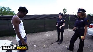 BANGBROS - Lucky Suspect Gets Knotty In With Some Lord it over Sexy Female Cops